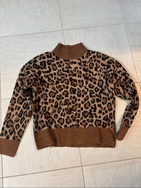 LOFT Leopard Print Mock Neck Sweater - Brown & Black